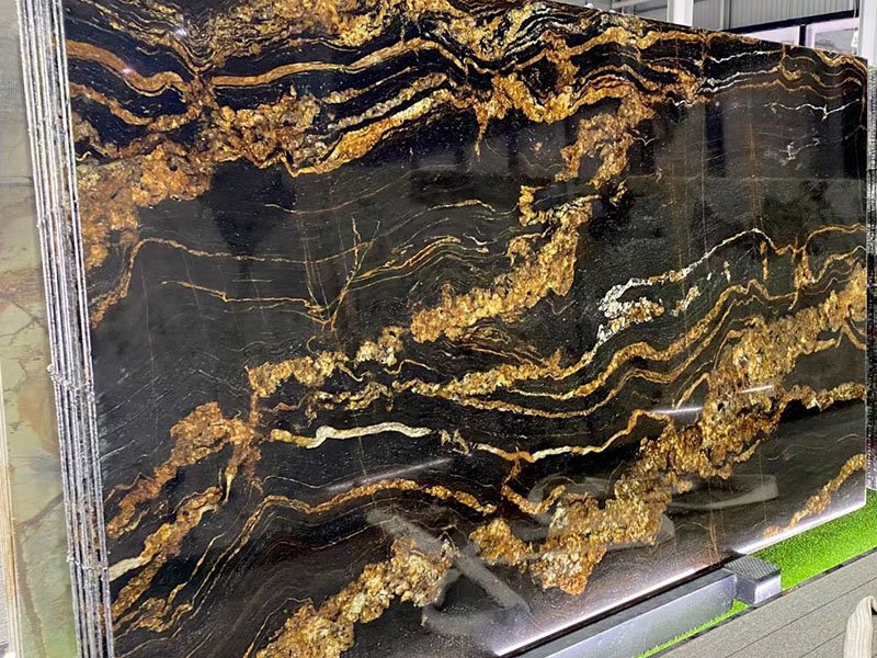 Black Fusion Granite Slab for Kitchen Countertops from China