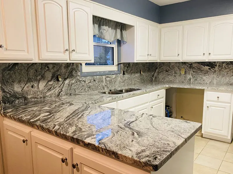 White Granite With Gray Veins Kitchen Countertops