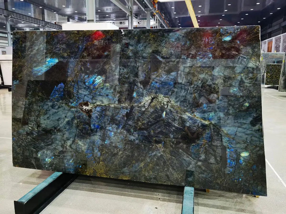 Black and Blue Granite Countertop Slabs