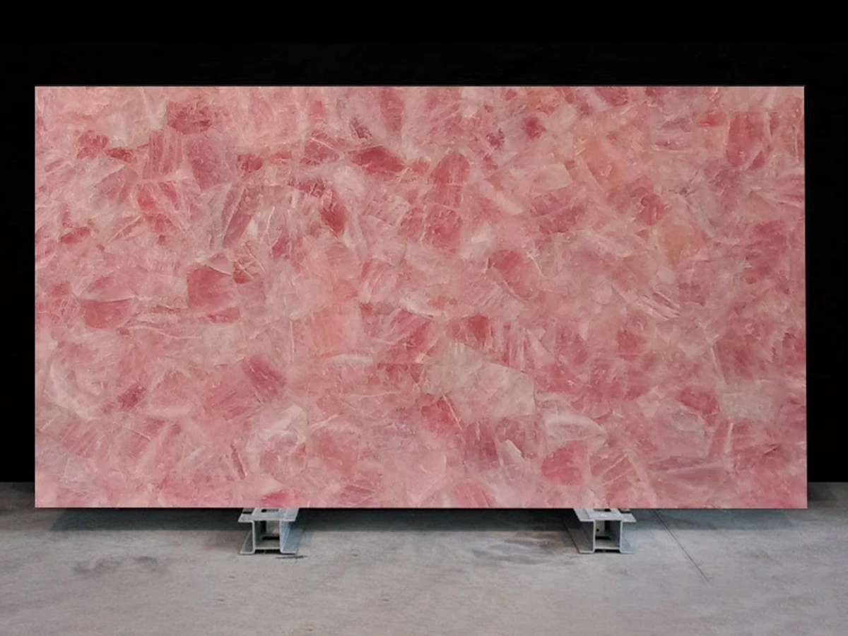 pink rose quartz benchtop slabs